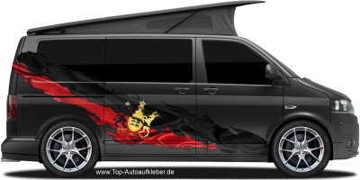 Flagge von Württemberg auf Fahrzeugseite von dunklem Camper Van