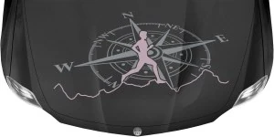 Mobile Preview: Läufer und Kompass als Aufkleber für die Motorhaube
