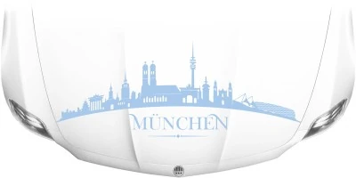 Mobile Preview: Münchner Skyline als Aufkleber für die Motorhaube Ihres Wagens