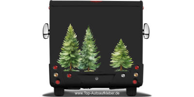 Heckaufkleber Set Tannen auf dunklen Wohnwagen oder Wohnmobiel