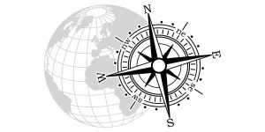 Mobile Preview: Kompass mit Weltkugel als selbstklebende Autofolie