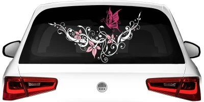 Mobile Preview: Autoaufkleber mit Ornament und Schmetterling für die Heckscheibe