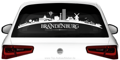 Heckscheibenaufkleber Skyline Brandenburg mit Farbauswahl