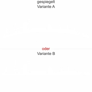 Hamburger Skyline als Aufkleber für die Heckscheibe - Ansicht Ausrichtung mit Farbauswahl und Variante
