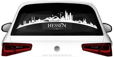 Heckscheibenaufkleber Skyline Hessen mit Farbauswahl