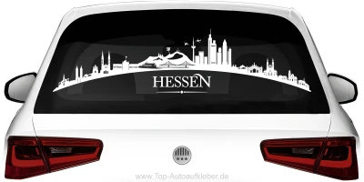 Heckscheibenaufkleber Skyline Hessen mit Farbauswahl
