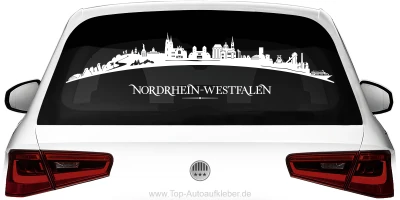 Heckscheibenaufkleber Skyline Nordrhein-Westfalen mit Farbauswahl