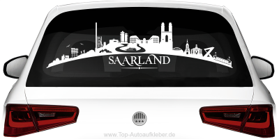 Heckscheibenaufkleber Skyline Saarland mit Farbauswahl