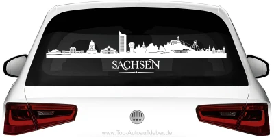 Heckscheibenaufkleber Skyline Sachsen mit Farbauswahl