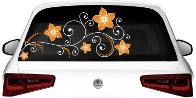 Mobile Preview: Klebefolie für Heckscheibe mit floralem, zweifarbigem Ornament