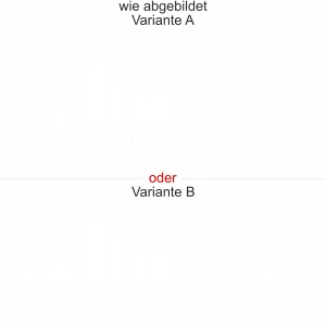 Essener Skyline als Aufkleber für die Heckscheibe - Ansicht Ausrichtung mit Farbauswahl und Variante