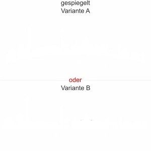 Hannoveraner Skyline als Aufkleber für die Heckscheibe - Ansicht Ausrichtung mit Farbauswahl und Variante
