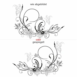 Klebefolie für die Heckscheibe mit Ornament und Schmetterlingen - Ansicht Ausrichtung