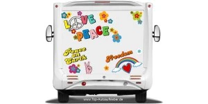Mobile Preview: Wohnmobil Aufkleber Hippie Aufkleber Set Peace & Love