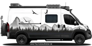 Mobile Preview: Campervan Klebefolie Bergkette | Set für beide Fahrzeugseiten