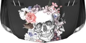 Mobile Preview: Sticker Totenkopf mit Blumen