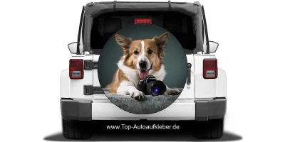Auto Klebefolie Eigenes Hundefoto auf heller Ersatzradabdeckung