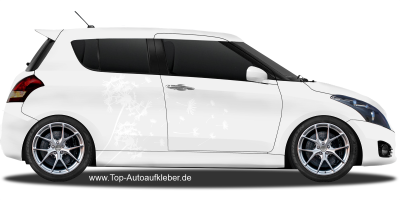 Autoaufkleber mit Pusteblume für beide Seiten auf hellem PKW - Ansicht Farbauswahl