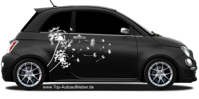 Autoaufkleber mit Pusteblume für beide Seiten auf dunklem PKW - Ansicht Farbauswahl
