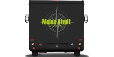 Kompass mit Koordinaten und Wunschtext