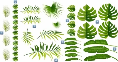 Motorhauben Dekor Set Dschungel Pflanzen zur individuellen Platzierung