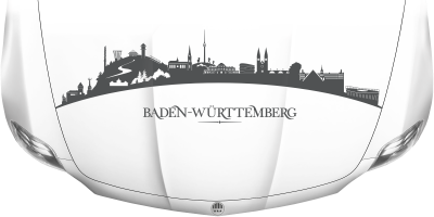 Motorhaubenaufkleber Skyline Baden-Württemberg