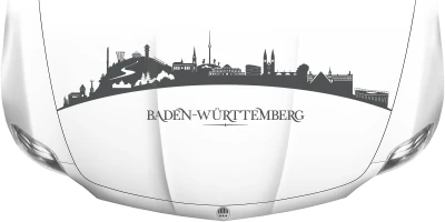 Motorhaubenaufkleber Skyline Baden-Württemberg