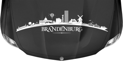 Motorhaubenaufkleber Skyline Brandenburg auf dunkler Motorhaube - Ansicht Farbauswahl
