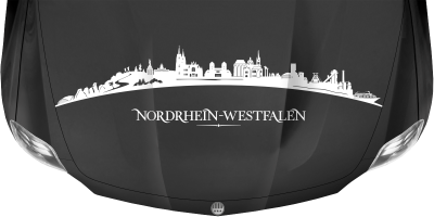 Motorhaubenaufkleber Skyline Nordrhein-Westfalen auf dunkler Motorhaube - Ansicht Farbauswahl