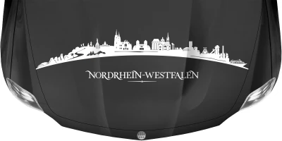 Motorhaubenaufkleber Skyline Nordrhein-Westfalen auf dunkler Motorhaube - Ansicht Farbauswahl