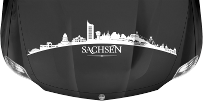 Motorhaubenaufkleber Skyline Sachsen auf dunkler Motorhaube - Ansicht Farbauswahl