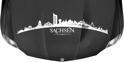 Motorhaubenaufkleber Skyline Sachsen auf dunkler Motorhaube - Ansicht Farbauswahl
