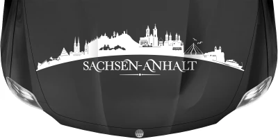 Motorhaubenaufkleber Skyline Sachsen-Anhalt auf dunkler Motorhaube - Ansicht Farbauswahl