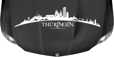 Motorhaubenaufkleber Skyline Thüringen auf dunkler Motorhaube - Ansicht Farbauswahl
