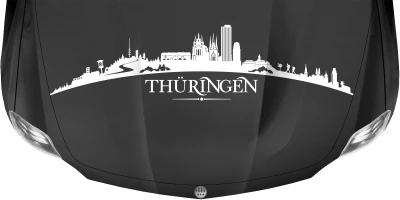Motorhaubenaufkleber Skyline Thüringen auf dunkler Motorhaube - Ansicht Farbauswahl