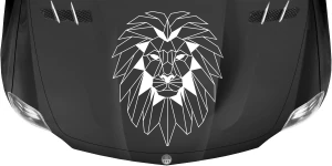 Mobile Preview: Haubendekor mit Löwenkopf auf schwarzer Haube