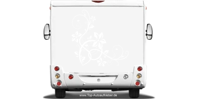 Aufkleber mit Stilvollem Ornament auf Heck von Wohnmobil oder Wohnwagen -  Ansicht Farbauswahl