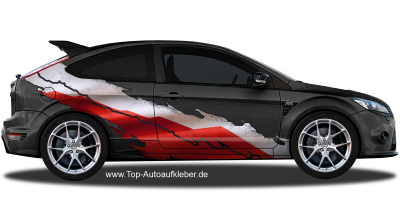 Autodekor Polnische Flagge auf Fahrzeugseite von dunklem PKW