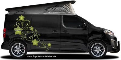 Autoaufkleber Buntes Blumenornament auf dunklem Campervan