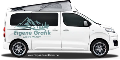 Seitenaufkleber Eigenes Motiv einfarbig auf hellem Camper