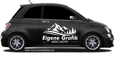 Seitenaufkleber Eigenes Motiv einfarbig - auf dunklem Auto - Ansicht Farbauswahl