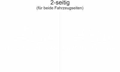 Seitenaufkleber Eigenes Motiv einfarbig auf hellem Kastenwagen - Ansicht Beispielbild mit Farbauswahl zweiseitig für beide Fahrzeugseiten