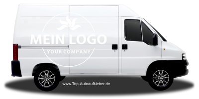 Seitenaufkleber Firmenlogo einfarbig auf hellem Lieferwagen - Ansicht Farbauswahl