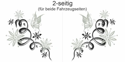 Seitendekor Ornament + Schmetterling   - Ansicht zweiseitig für beide Fahrzeugseiten