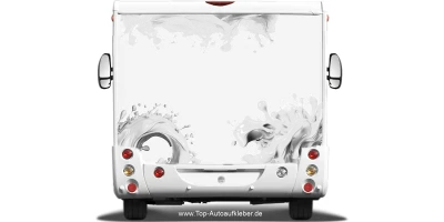 Splash Aufkleber auf hellem Camper -  Ansicht Farbauswahl