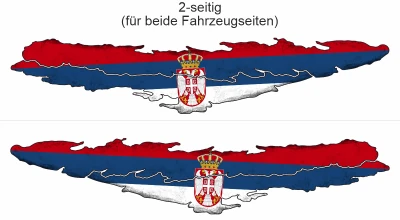 Sticker Die Flagge von Serbien - Ansicht zweiseitig für beide Fahrzeugseiten