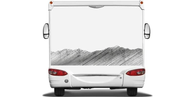 Wohnmobil Aufkleber Bergwelt Schraffur