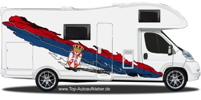 Mobile Preview: Wohnmobil Aufkleber Serbienflagge