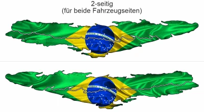 Wohnmobil Aufkleber Flagge Brasiliens - Ansicht zweiseitig für beide Fahrzeugseiten