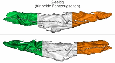 Autoaufkleber Flagge von Irland - Ansicht zweiseitig für beide Fahrzeugseiten